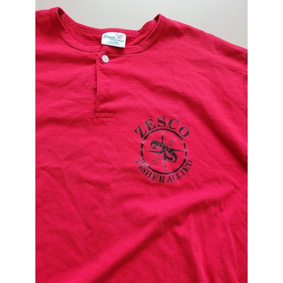 VTG Eagle Sportswear TShirt Sz L 90s Zesco Fisher Allied 2 button Single Stitch - Picture 1 of 7